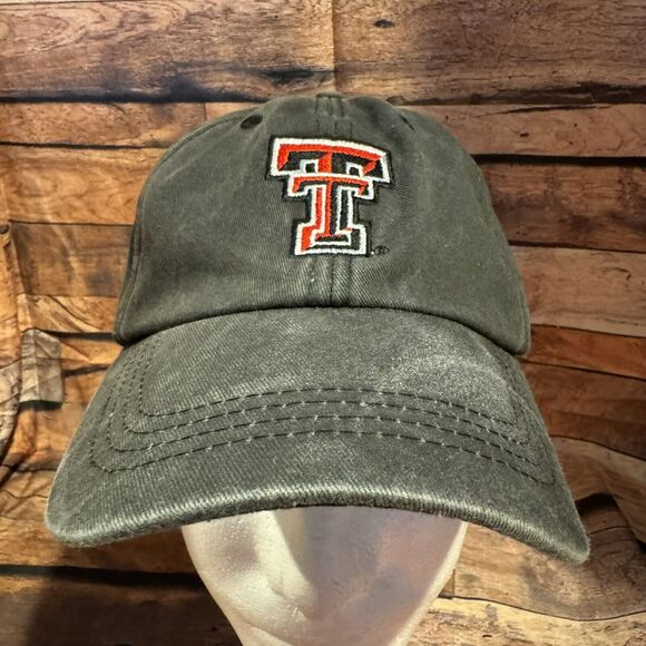 Texas Tech Red Raiders Hat Distressed Adjustable Leather Strapback Cap True - Picture 1 of 7
